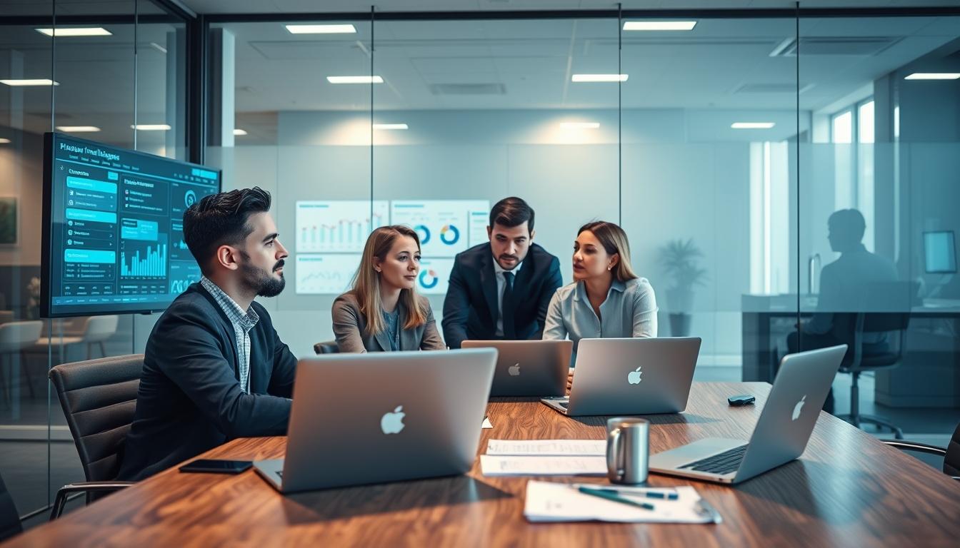 Business software development team collaboration